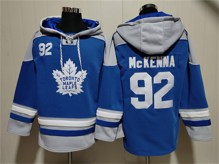 Men's Toronto Maple Leafs #92 Gavin McKenna Blue Ageless Must-Have Lace-Up Pullover Hoodie