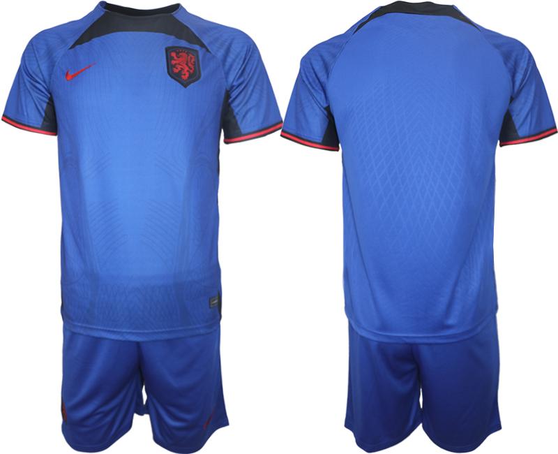 Men's Netherlands Blank Royal Away Soccer Jersey Suit