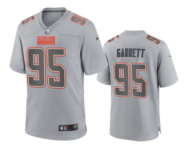 Women's Cleveland Browns #95 Myles Garrett Grey Atmosphere Fashion Stitched Game Jersey(Run Small)