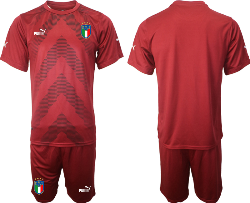 Men's Italy Blank Red Goalkeeper Soccer Jersey Suit