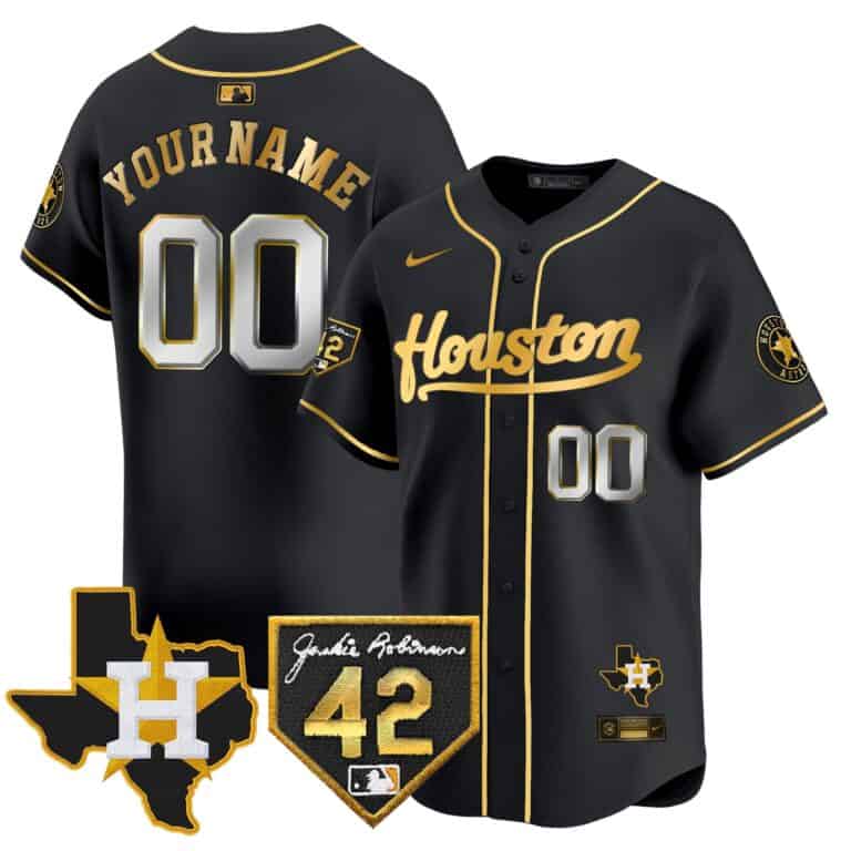 Men's Houston Astros ACTIVE PLAYER Custom Black 2024 Jackie Robinson Patch Vapor Premier Limited Cool Base Stitched Baseball Jersey