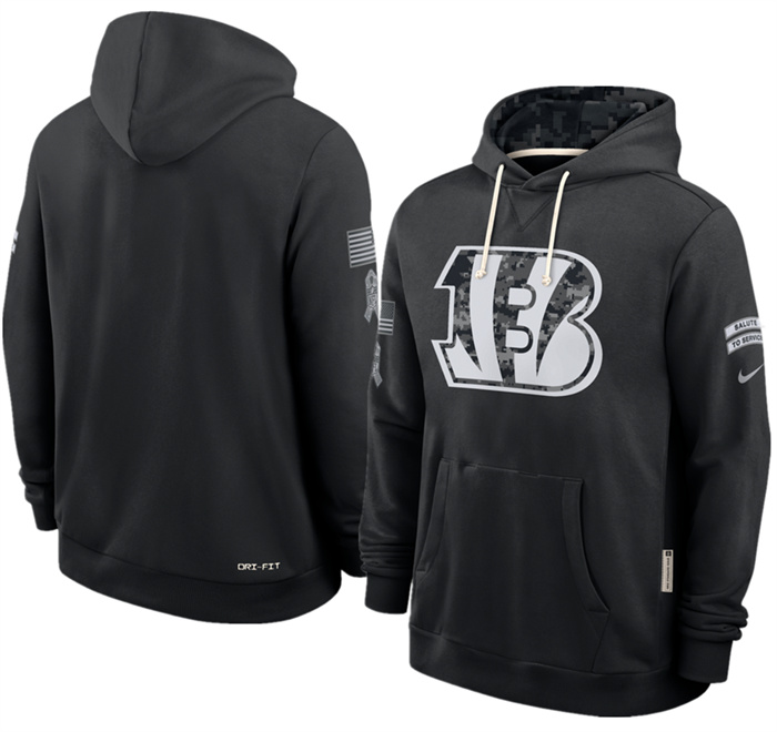 Men's Cincinnati Bengals Black 2026 Salute to Service Sideline Dri-FIT Pullover Hoodie