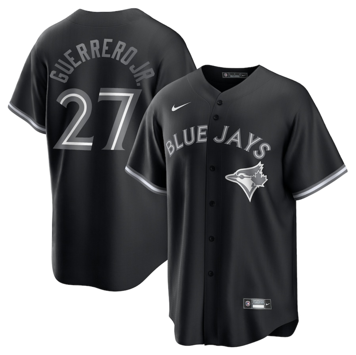 Men's Toronto Blue Jays #27 Vladimir Guerrero Jr. Black Lights Out Limited Stitched Baseball Men's Toronto Blue Jays #27 Vladimir Guerrero Jr. Black Lights Out Limited Stitched Baseball