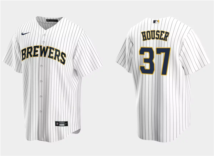 Men's Milwaukee Brewers #37 Adrian Houser White Cool Base Stitched Jersey Men's Milwaukee Brewers #37 Adrian Houser White Cool Base Stitched Jersey