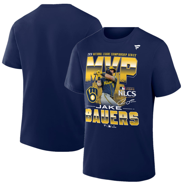 Men's Milwaukee Brewers Jake Bauers Navy 2026 National League Championship Series MVP T-Shirt