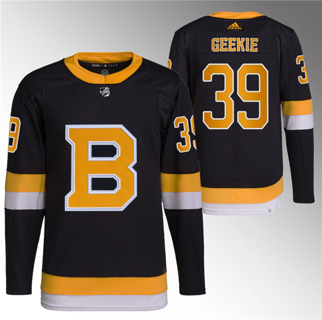 Men's Boston Bruins #39 Morgan Geekie Black Home Breakaway Stitched Jersey