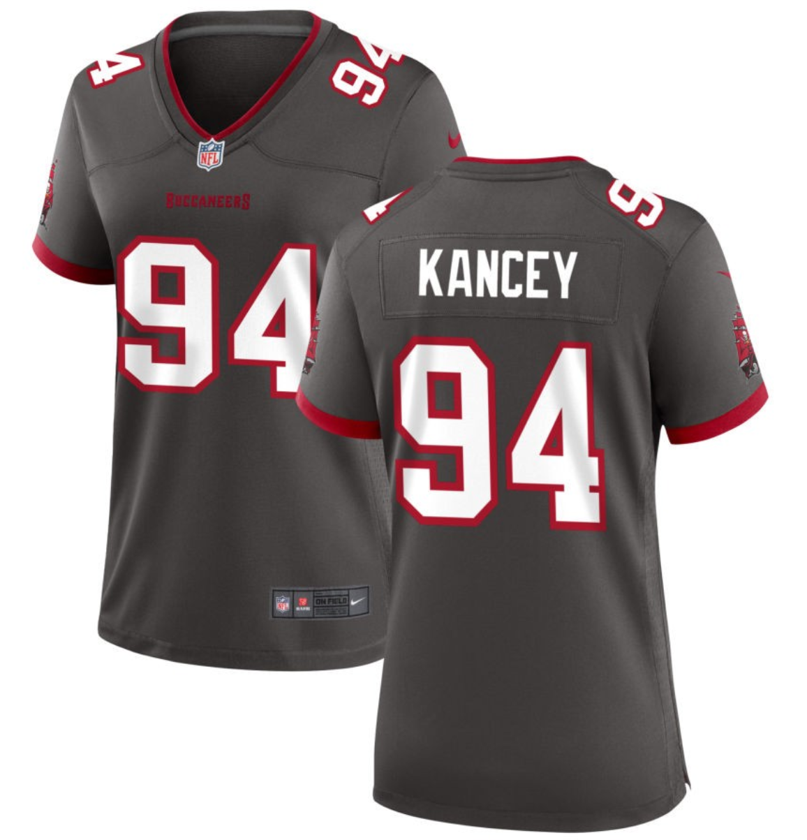 Women's Tampa Bay Buccaneers #94 Calijah Kancey Grey 2023 Draft Stitched Game Jersey(Run Small)