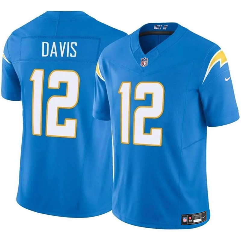 Youth Los Angeles Chargers #12 Derius Davis Light Blue 2024 F.U.S.E Vapor Limited Stitched Jersey