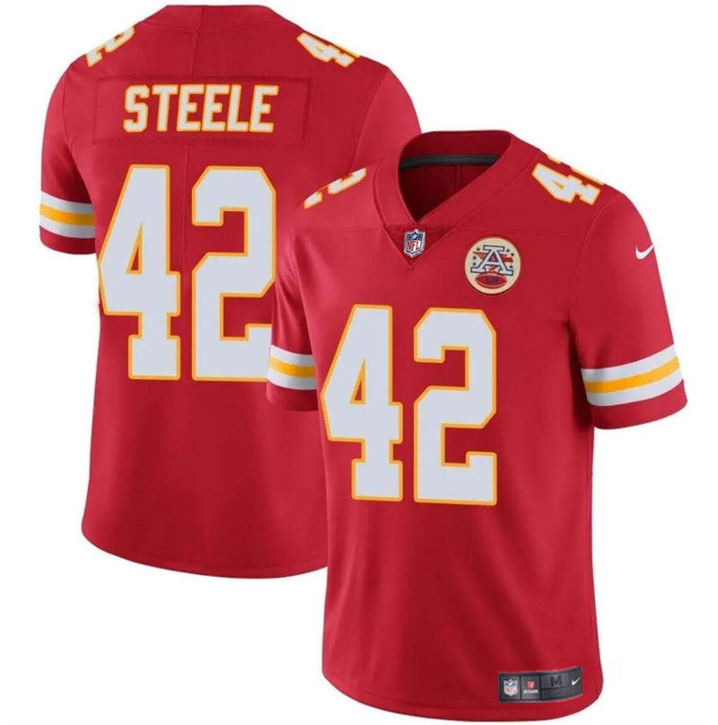 Youth Kansas City Chiefs #42 Carson Steele Red Vapor Untouchable Limited Stitched Football Jersey