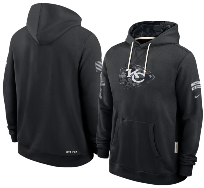 Men's Kansas City Chiefs Black 2026 Salute to Service Sideline Dri-FIT Pullover Hoodie