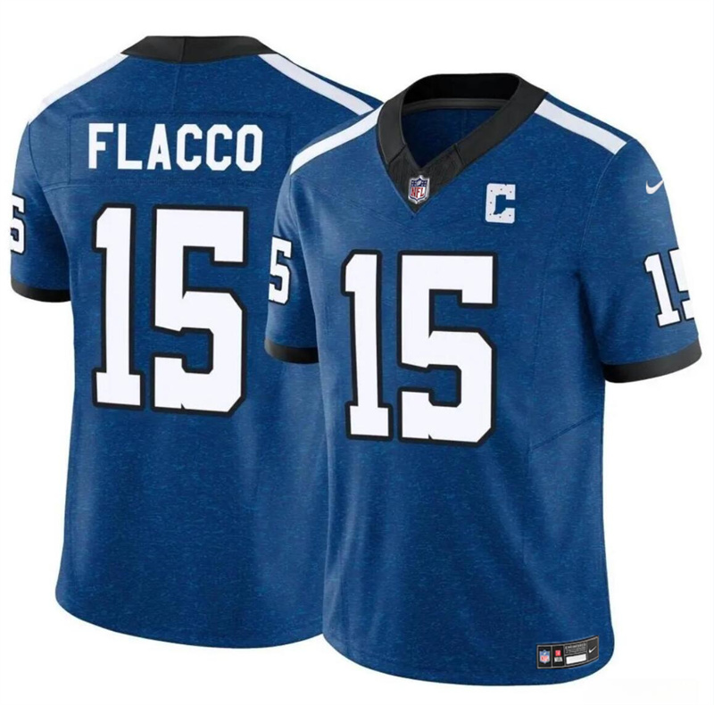 Youth Indianapolis Colts #15 Joe Flacco Blue 2024 F.U.S.E Throwback Vapor Untouchable Limited Stitched Football Jersey