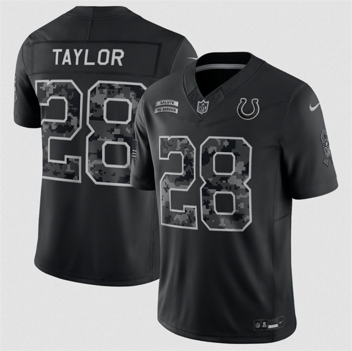 Youth Indianapolis Colts #28 Jonathan Taylor Black 2026 Salute to Service Limited Stitched Football Jersey(Run Small)
