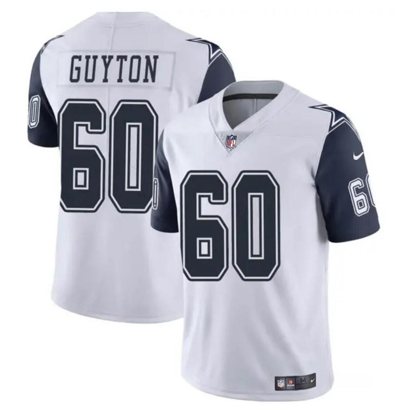 Youth Dallas Cowboys #60 Tyler Guyton White 2024 Draft Color Rush Limited Stitched Football Jersey