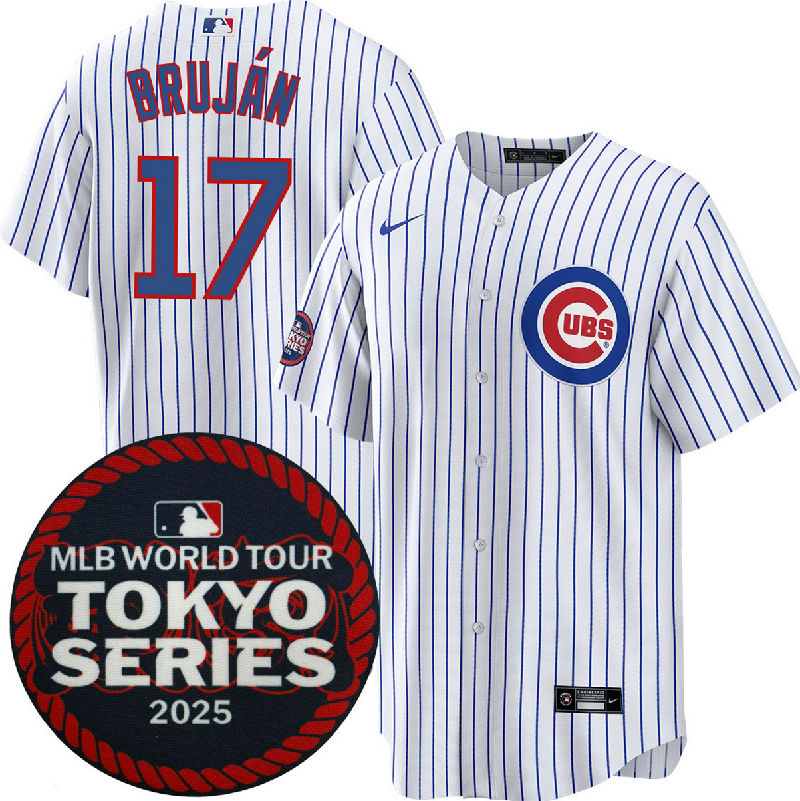 Men's Chicago Cubs #17 Vidal Bruján White 2025 World Tour: Tokyo Series Home Stitched Baseball Jersey