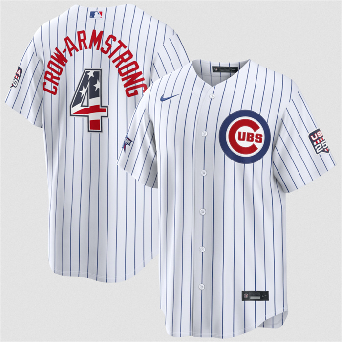 Men's Chicago Cubs #4 Pete Crow-Armstrong White 2026 All-Star Edition Stars & Stripes Stadium Pick-A-Player Stitched Baseball Jersey
