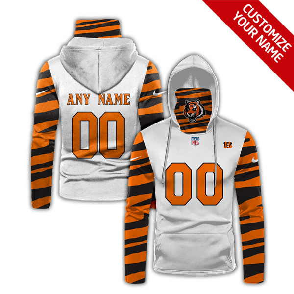 Men's Cincinnati Bengals White 2020 Customize Hoodie Mask