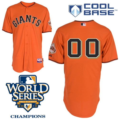 Giants Customized Authentic Orange Cool Base MLB Jersey w/2010 World Series Patch (S-3XL)