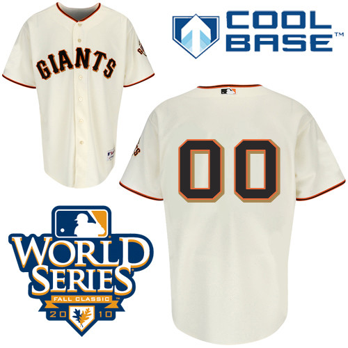 Giants Customized Authentic Cream Cool Base MLB Jersey w/2010 World Series Patch (S-3XL)