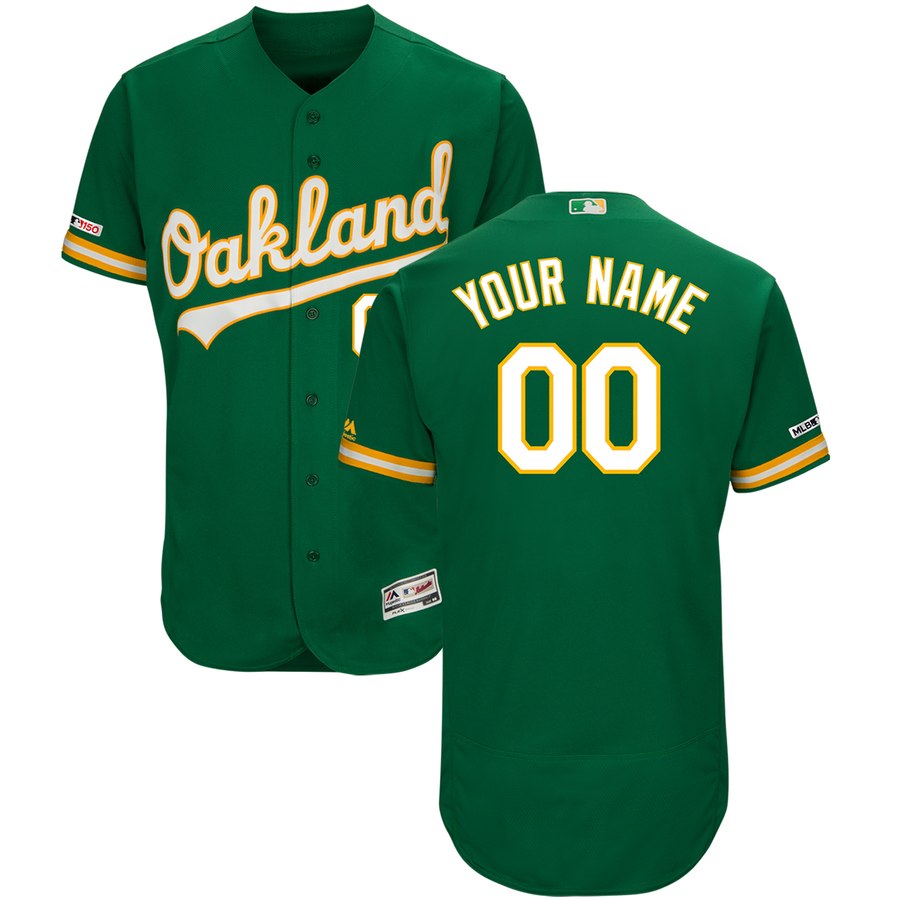 Men's Oakland Athletics Majestic Kelly Green Alternate Flex Base Authentic Collection Custom Jersey