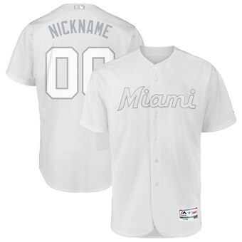 Miami Marlins Majestic 2019 Players' Weekend Flex Base Authentic Roster Custom Jersey White
