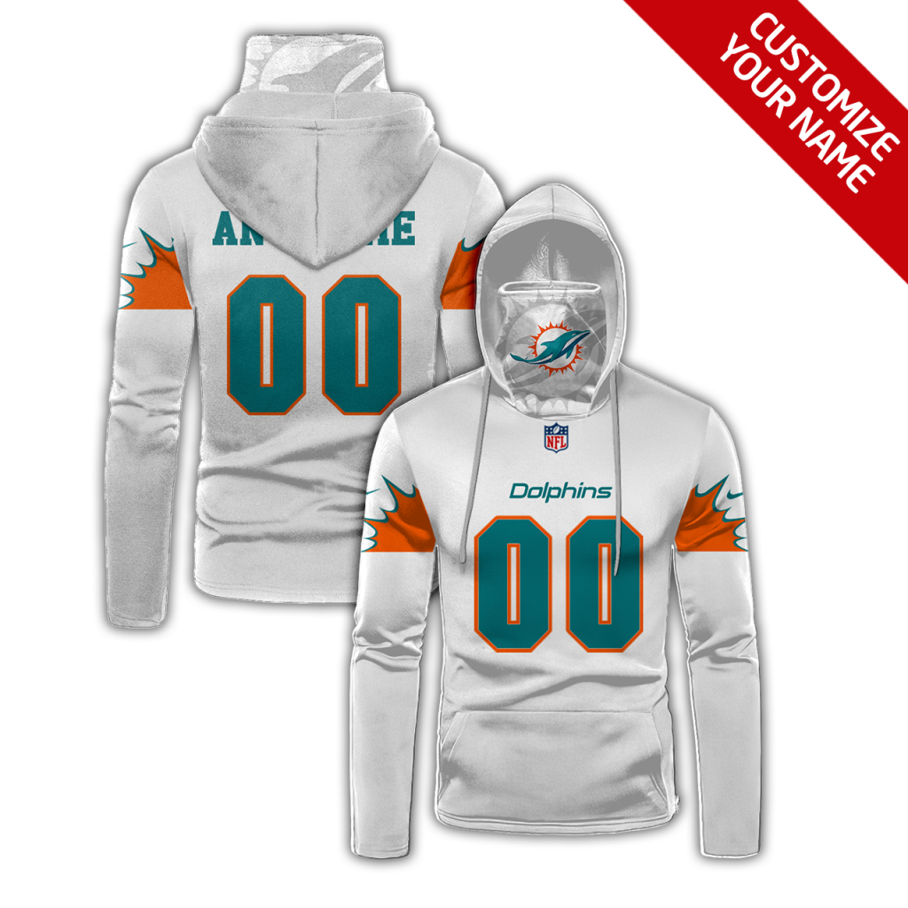 Men's Miami Dolphins White 2020 Customize Hoodie Mask