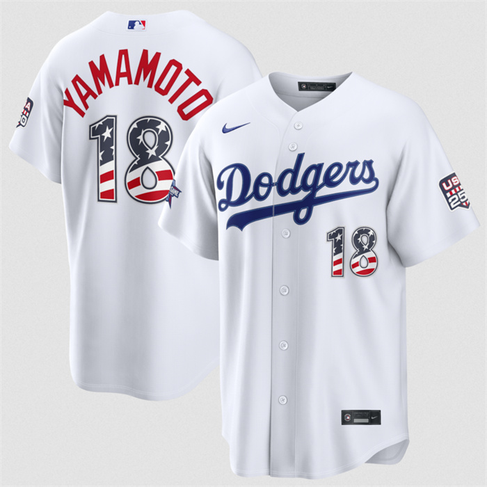 Men's Los Angeles Dodgers #18 Yoshinobu Yamamoto White 2026 All-Star Edition Stars & Stripes Stadium Pick-A-Player Stitched Baseball Jersey Men's Los Angeles Dodgers #18 Yoshinobu Yamamoto White 2026 All-Star Edition Stars & Stripes Stadium Pick-A-Player Stitched Baseball Jersey