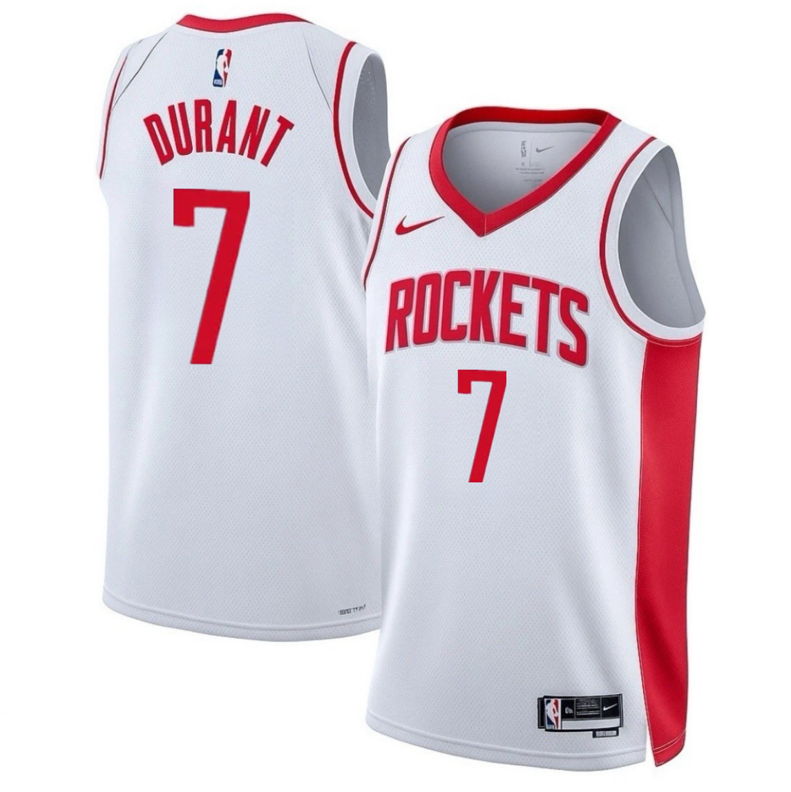 Men's Houston Rockets #7 Kevin Durant White Association Edition Stitched Jersey