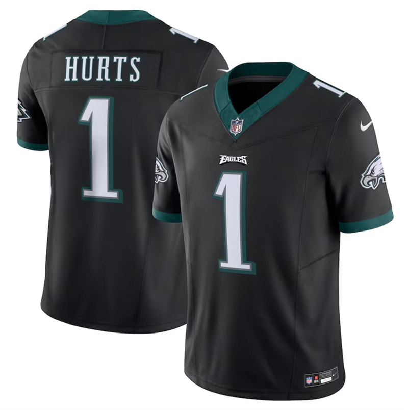 Youth Philadelphia Eagles #1 Jalen Hurts Black 2023 F.U.S.E Vapor Untouchable Limited Stitched Football Jersey