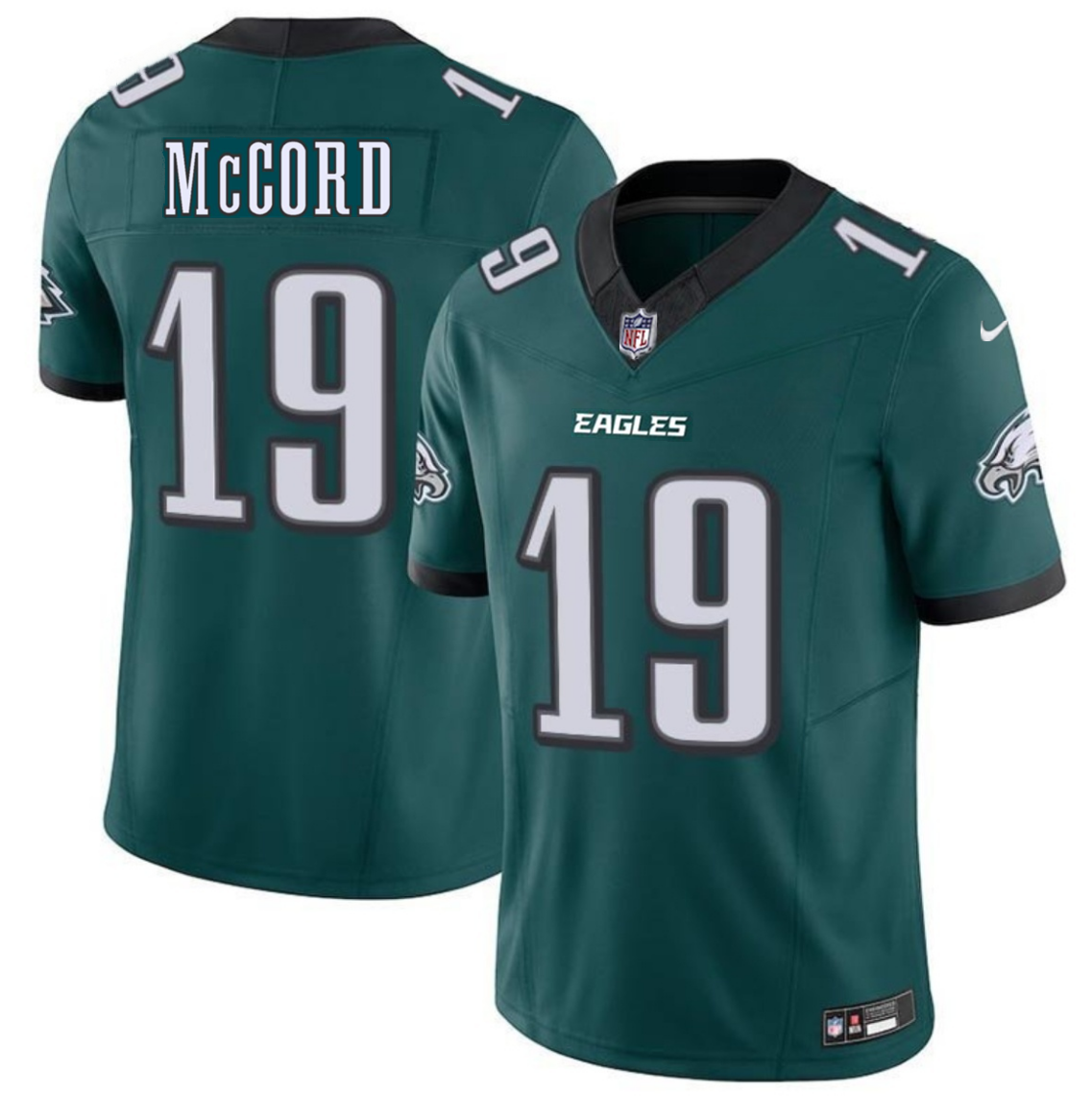 Youth Philadelphia Eagles #19 Kyle McCord Green 2025 Draft New F.U.S.E. Vapor Untouchable Limited Stitched Football Jersey