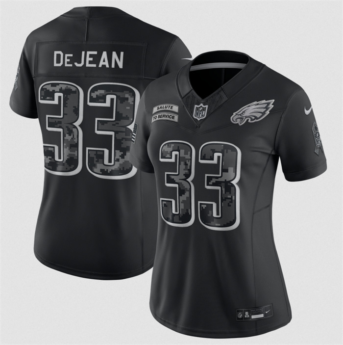 Women's Philadelphia Eagles #33 Cooper DeJean Black 2026 Salute to Service Limited Stitched Football Jersey(Run Small)