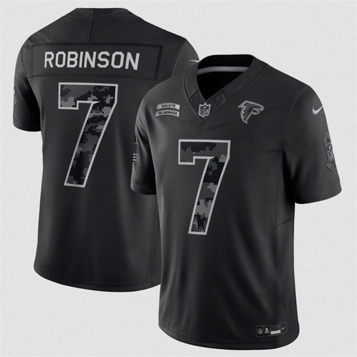 Youth Atlanta Falcons #7 Bijan Robinson Black 2026 Salute to Service Limited Stitched Football Jersey(Run Small)