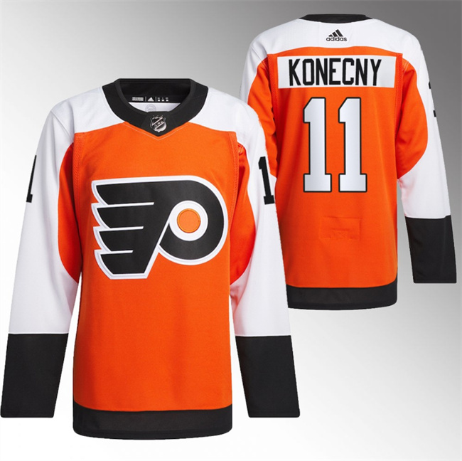 Men's Philadelphia Flyers #11 Travis Konecny 2023/24 Orange Stitched Jersey