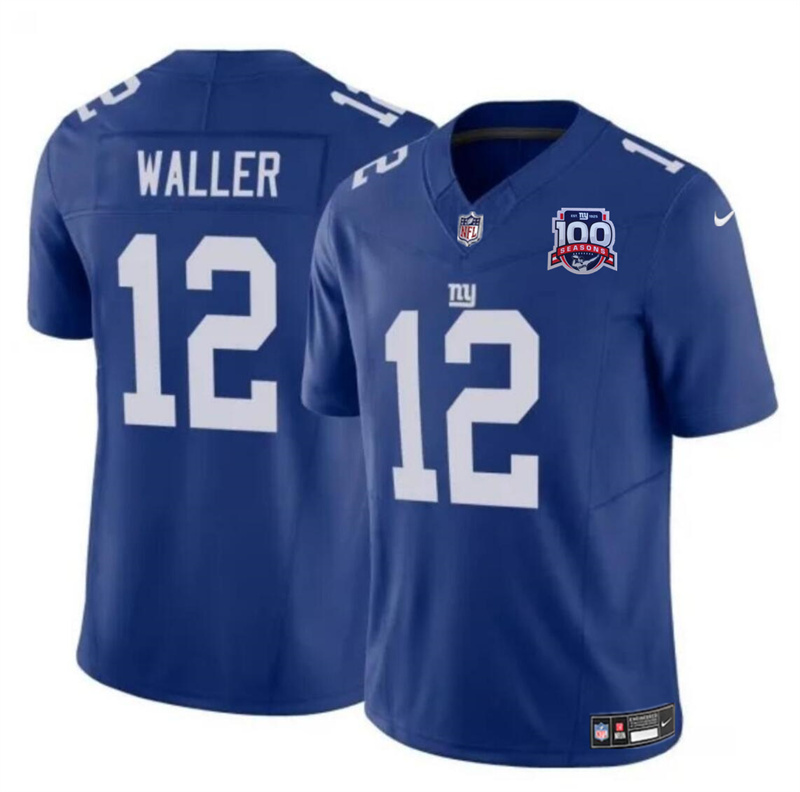 Youth New York Giants #12 Darren Waller Blue 2024 F.U.S.E. 100TH Season Patch Vapor Untouchable Limited Stitched Jersey