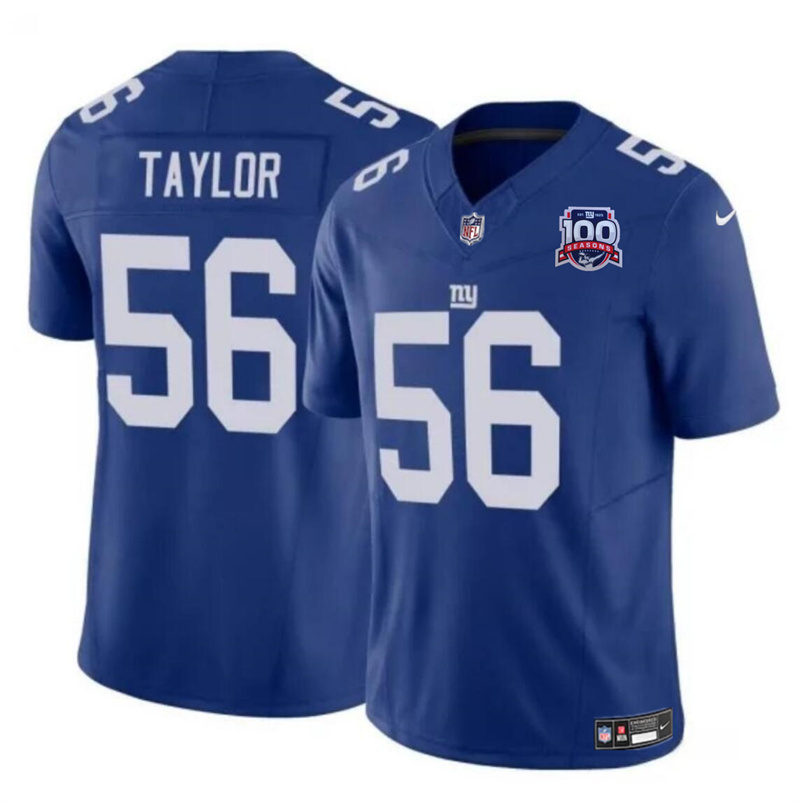 Youth New York Giants #56 Lawrence Taylor Blue 2024 F.U.S.E. 100TH Season Patch Vapor Untouchable Limited Stitched Jersey