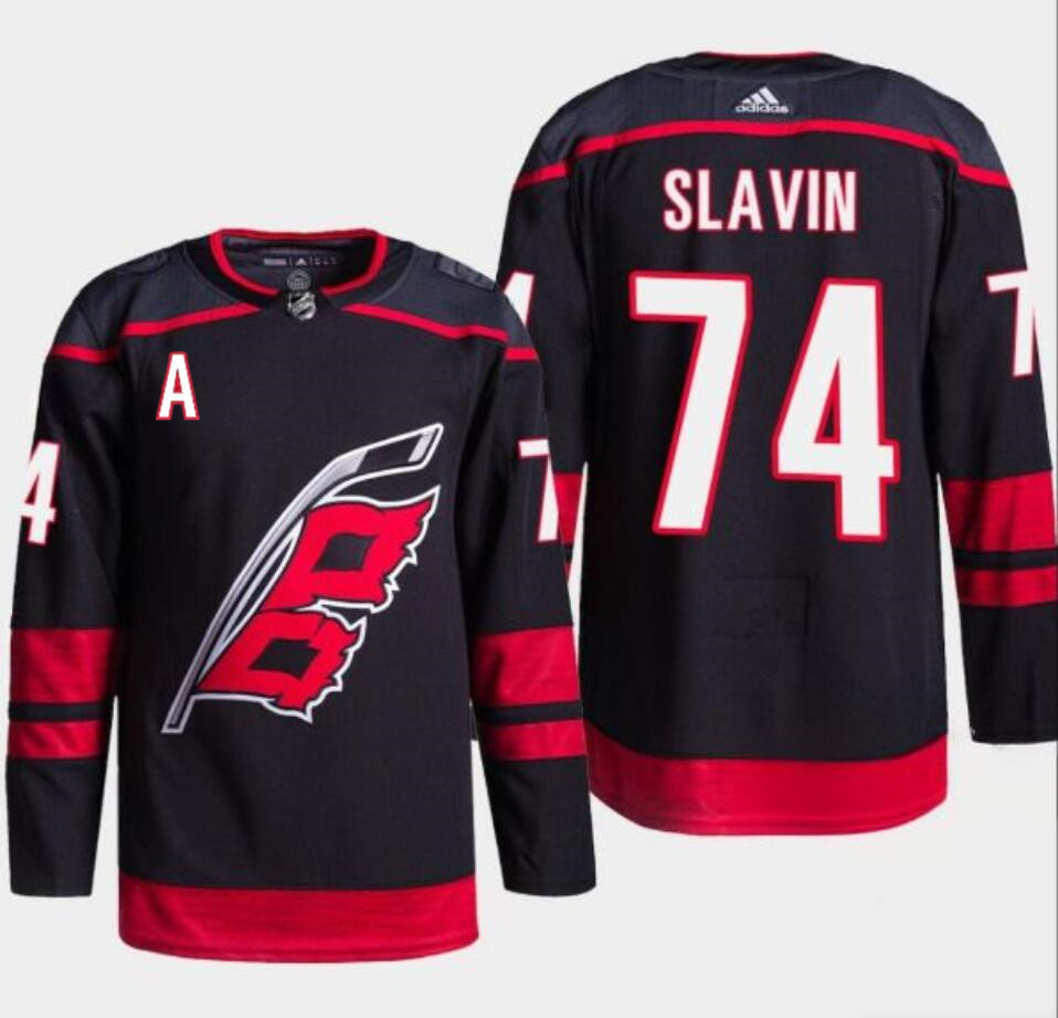 Men's Carolina Hurricanes #74 Jaccob Slavin Black Stitched Jersey