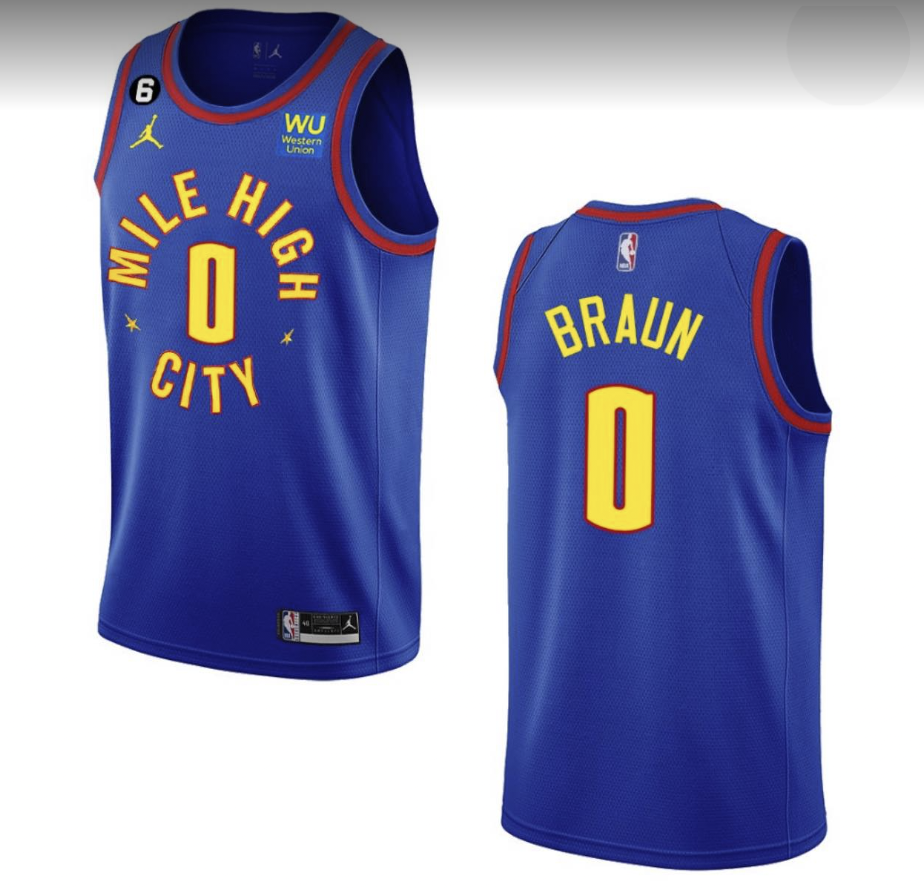 Women's Denver Nuggets #0 Christian Braun Blue Stitched Basketball Jersey
