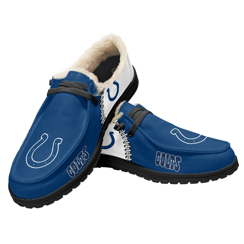 Women's Indianapolis Colts Loafers Lace Up Fuzzy Lined Shoes 002 (Pls check description for details)