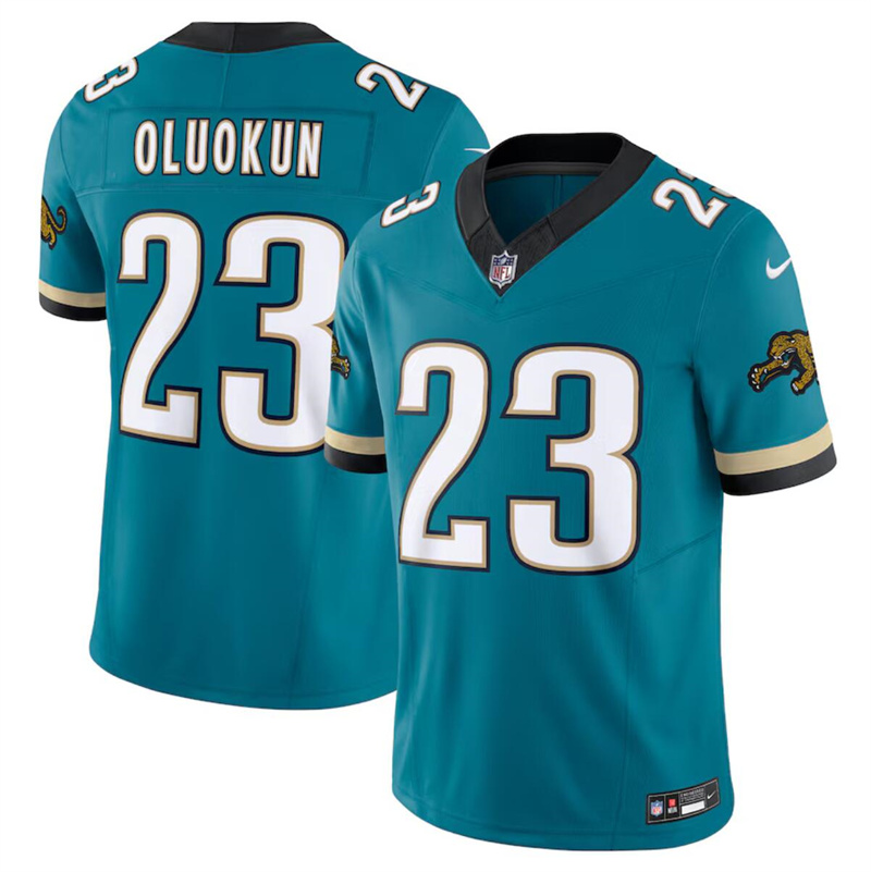 Youth Jacksonville Jaguars #23 Foye Oluokun Teal 2024 F.U.S.E. Prowler Throwback Vapor Limited Stitched Football Jersey