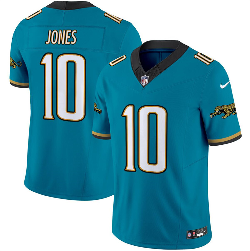 Youth Jacksonville Jaguars #10 Mac Jones Teal 2024 F.U.S.E. Prowler Throwback Vapor Limited Stitched Football Jersey