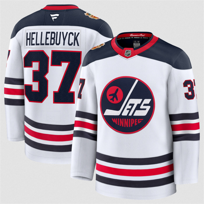 Men's Winnipeg Jets #37 Connor Hellebuyck White 2026 Home Stitched Hockey Jersey