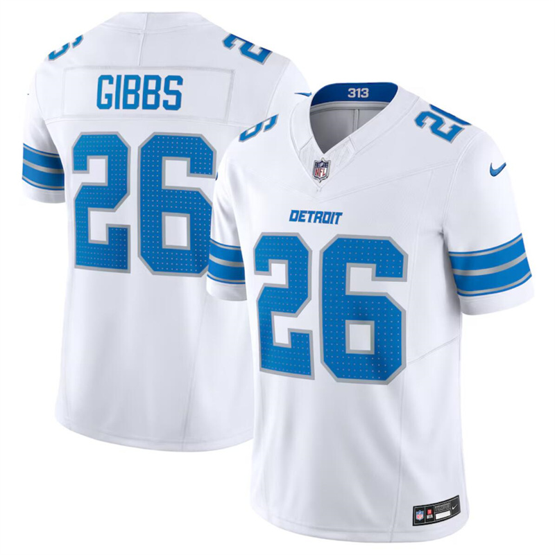 Youth Detroit Lions #26 Jahmyr Gibbs White 2024 F.U.S.E. Vapor Limited Stitched Jersey