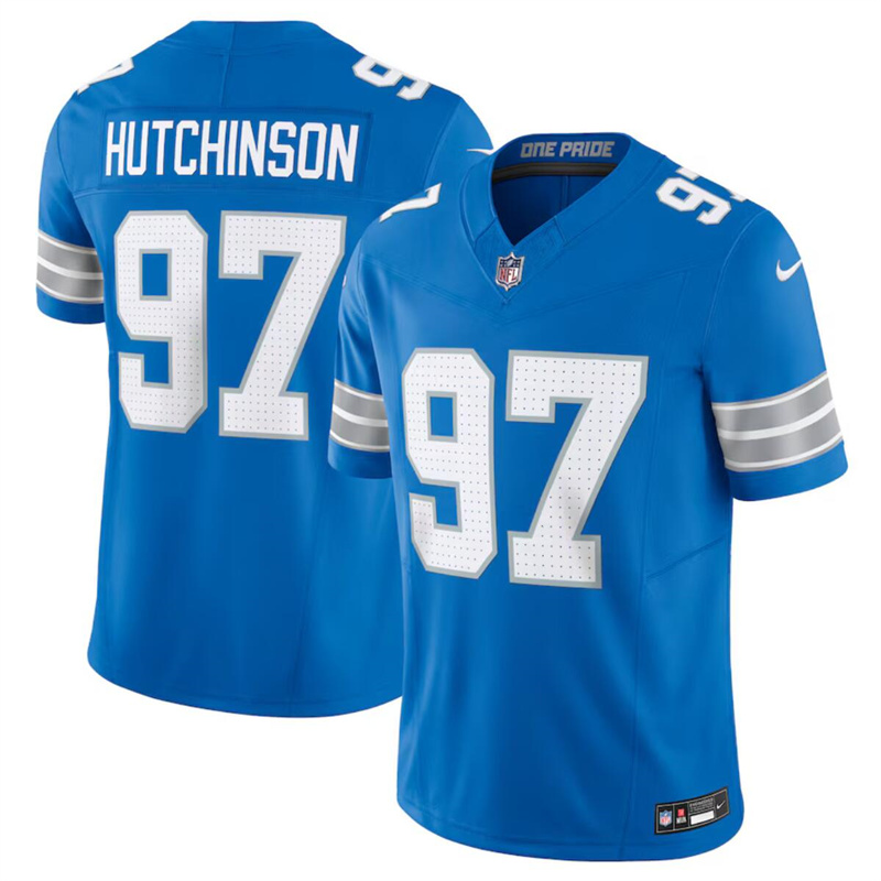 Youth Detroit Lions #97 Aidan Hutchinson Blue 2024 F.U.S.E. Vapor Limited Stitched Jersey