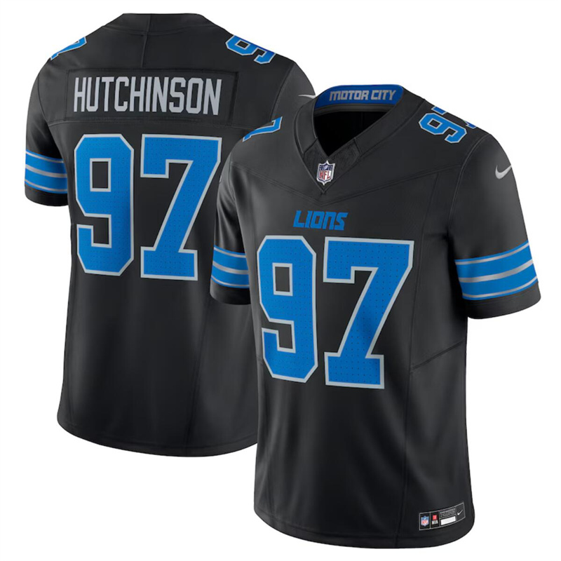 Youth Detroit Lions #97 Aidan Hutchinson Black 2024 F.U.S.E. 2nd Alternate Vapor Limited Stitched Jersey