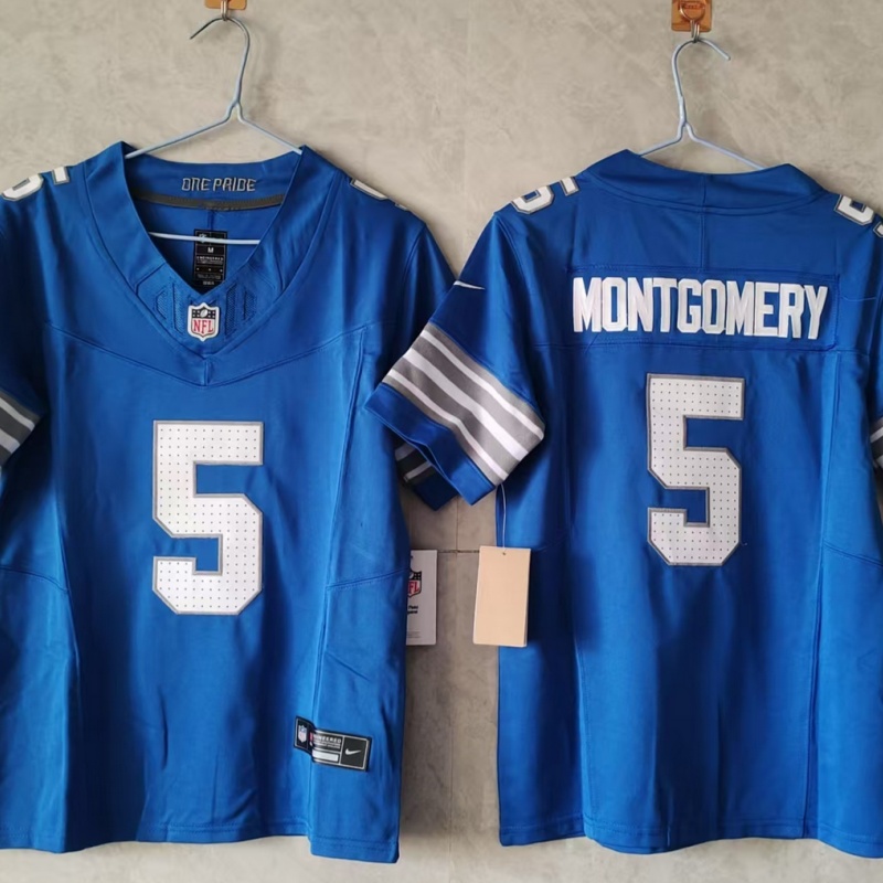 Women's Detroit Lions #5 David Montgomery Blue 2024 F.U.S.E. Vapor Limited Stitched Jersey(Run Smaller)