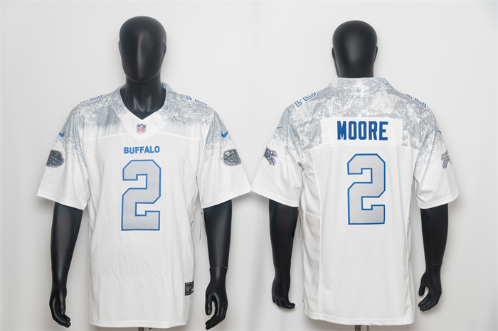 Men's Buffalo Bills #2 D.J. Moore White 2025 F.U.S.E. “Rivalries” Vapor Untouchable Limited Stitched Football Jersey