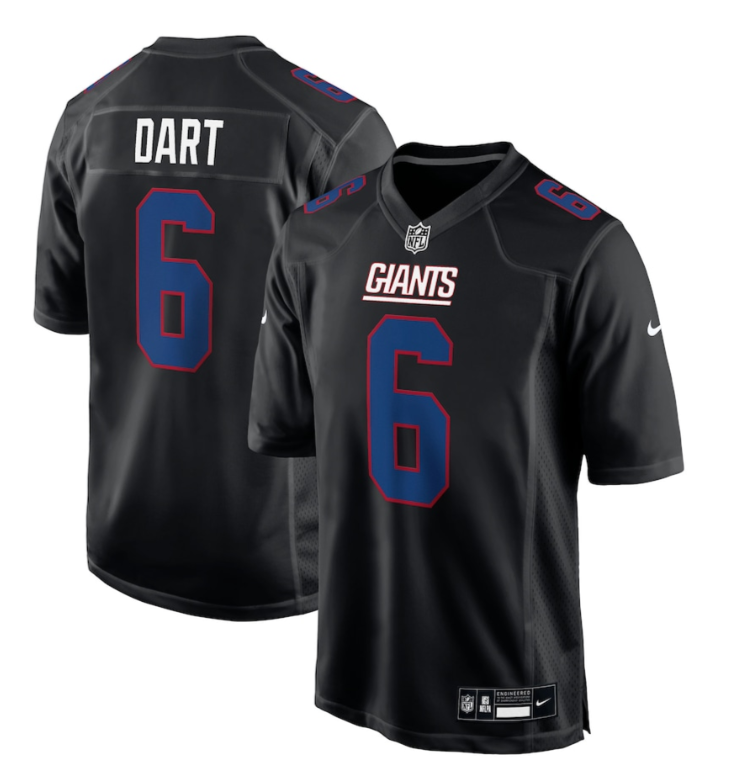 Men's New York Giants #6 Jaxson Dart Black Fashion Game Jersey