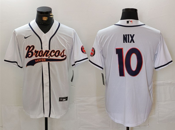 Men's Denver Broncos Active Player Custom White Cool Base Stitched Baseball Jersey