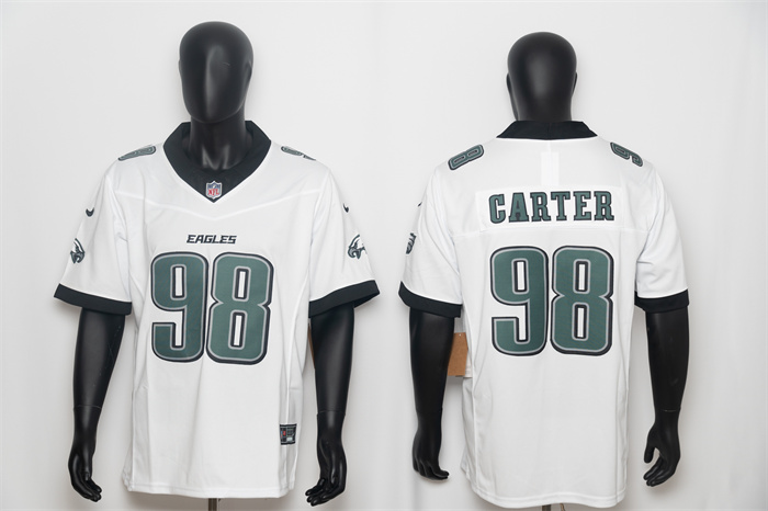 Men's Philadelphia Eagles #98 Jalen Carter White 2026 F.U.S.E. Vapor Untouchable Limited Stitched Football Jersey