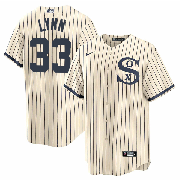 Men's Chicago White Sox #33 Lance Lynn 2021 Cream/Navy Name&Number Field of Dreams