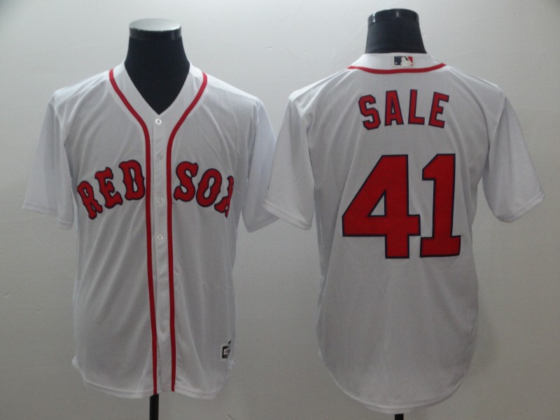 Men's Boston Red Sox #41 Chris Sale Majestic White Cool Base Player Stitched MLB Jersey